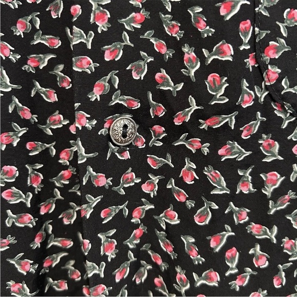 Vintage GUESS Georges Marciano Mini Floral Shirt Women's Size M Black USA Made - Picture 2 of 4